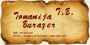 Tomanija Burazer vizit kartica